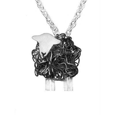 Silver Herdwick sheep necklace