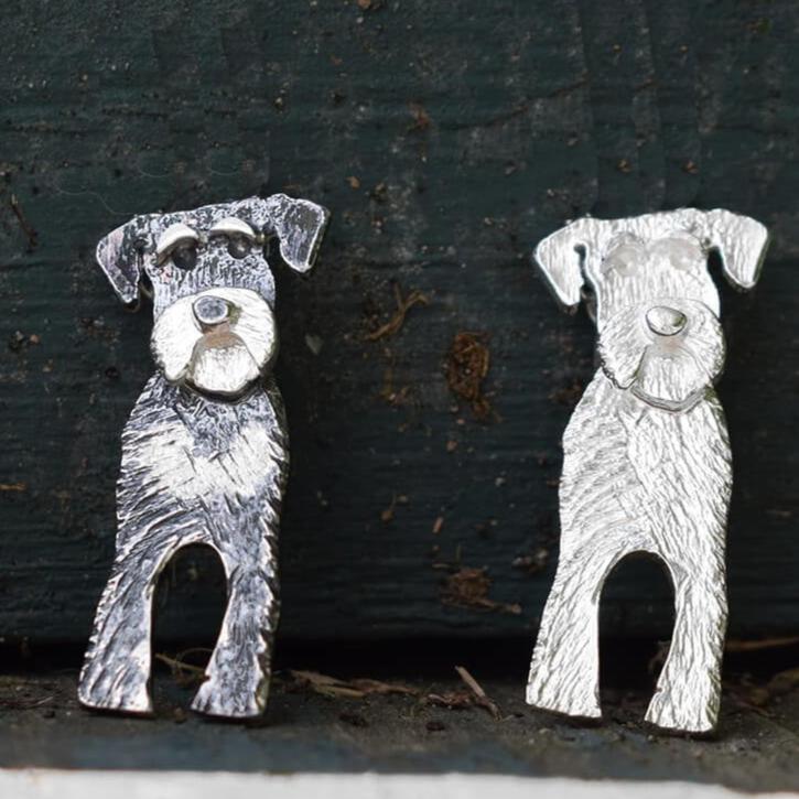 silver miniature schnauzer keyring, silver dog keyring, schnauzer gift for man, schnauzer keyring