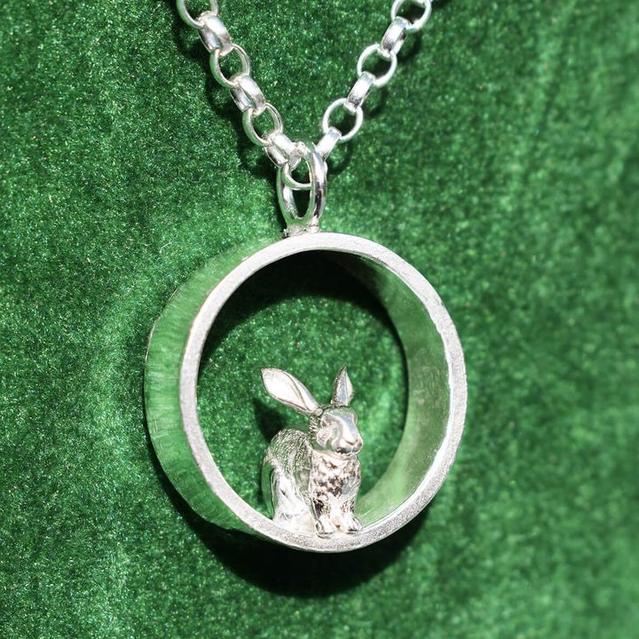 Handmade Sterling Silver Bunny Necklace for Rabbit Lovers, silver bunny necklace, silver rabbit necklace, rabbit present for woman, bunny gift for mum, rabbit gift for wife, silver rabbit jewellery, silver bunny rabbit