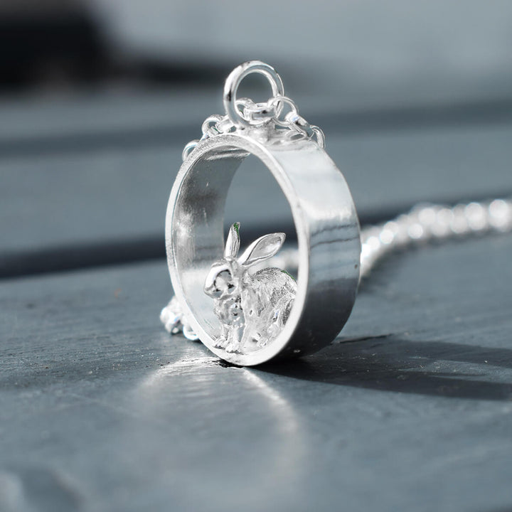 Handmade Sterling Silver Bunny Necklace for Rabbit Lovers, silver bunny necklace, silver rabbit necklace, rabbit present for woman, bunny gift for mum, rabbit gift for wife, silver rabbit jewellery, silver bunny rabbit
