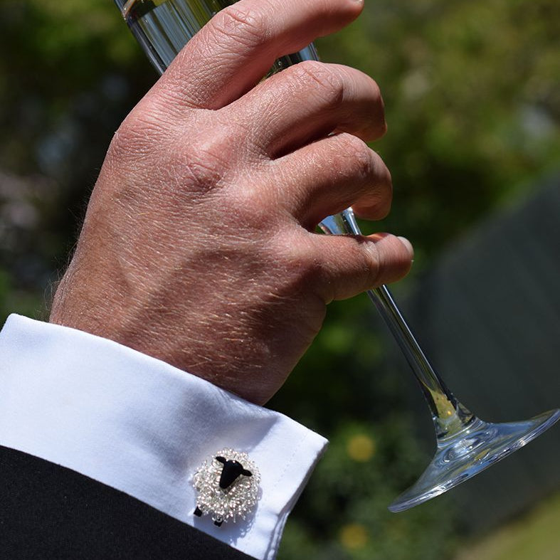 Silver sheep cufflinks - FreshFleeces, suffolk sheep cufflinks, suffolk sheep gift for men, sheep gift for farmer, cufflinks for farmer, gift for shepherd, cufflinks for shepherd, gift for sheep breeder, sheep wedding present, sheep wedding gift, countryside cufflinks, farming cufflinks, farmer cufflinks