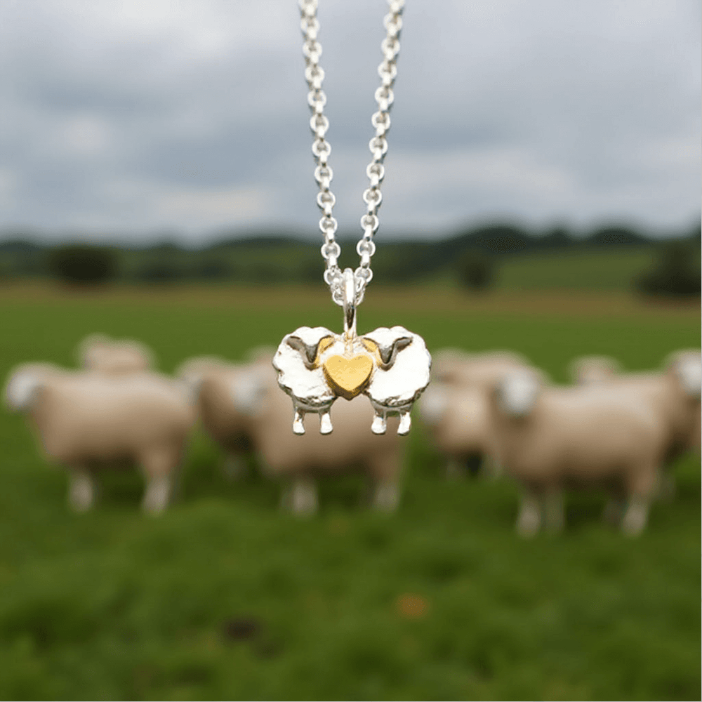 2 sheep gift, love ewe gift, sheep necklace, sheep pendant, sheep gift for wife, sheep present for girlfriend, jewellery for vet, jewellery for country woman, jewellery for farmer