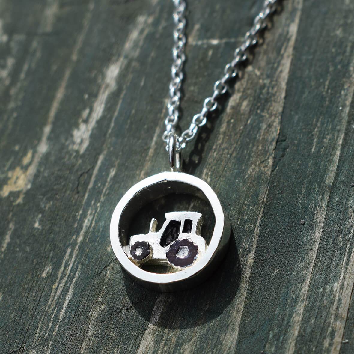 silver tractor pendant, silver tractor necklace, tractor jewellery, silver tractor gift, tractor necklace, tractor gift for woman