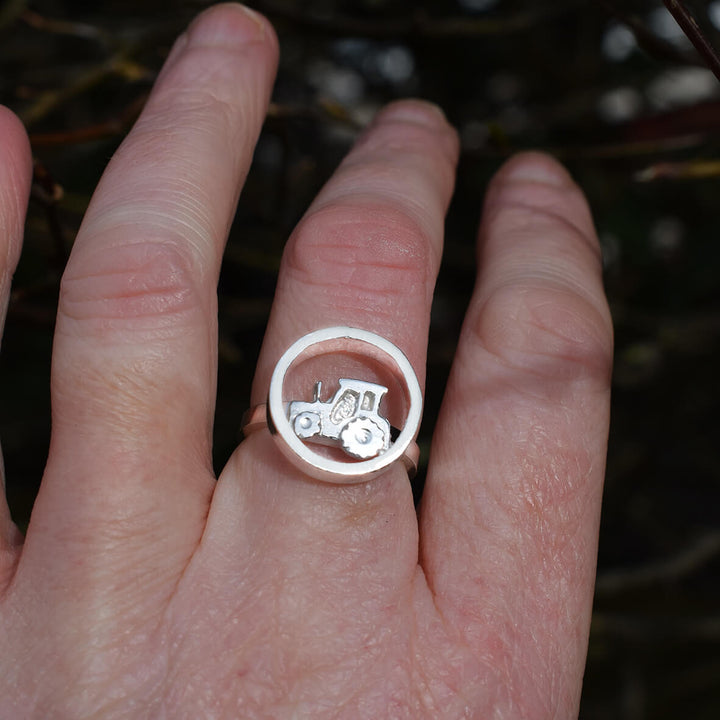 silver tractor ring, tractor ring, silver ring for farmer, farm girl ring, jewellery for farmer, farming gift for woman, countryside present for her