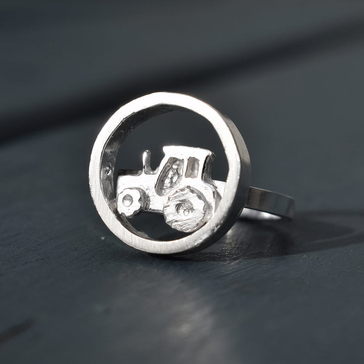 silver tractor ring, tractor ring, silver ring for farmer, farm girl ring, jewellery for farmer, farming gift for woman, countryside present for her