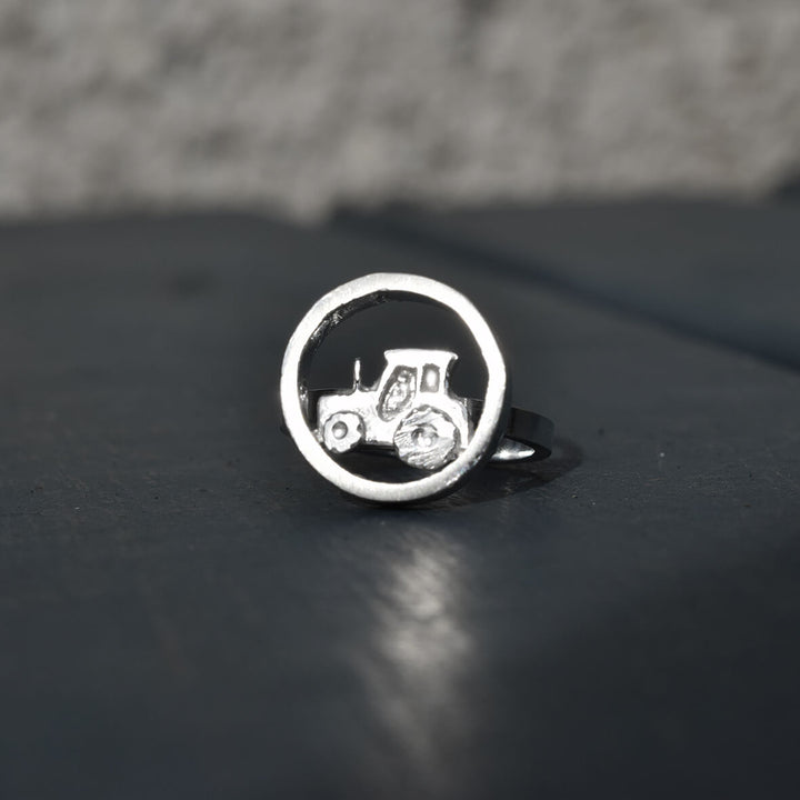 silver tractor ring, tractor ring, silver ring for farmer, farm girl ring, jewellery for farmer, farming gift for woman, countryside present for her