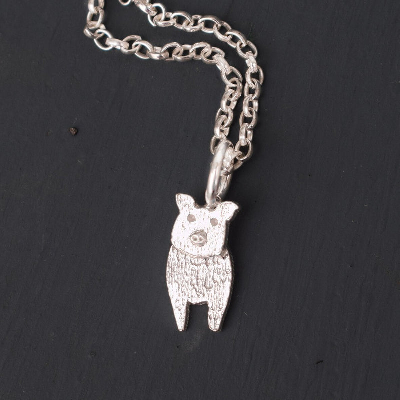 silver pig necklace, pig pendant, pig jewellery, pig gift for woman, present for pig lover