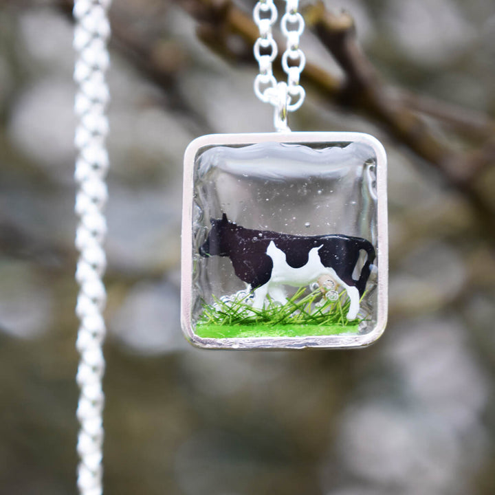 silver cow necklace, friesian cow pendant, dairy cow jewellery, cow jewellery, gift for farmer, cow pendant, silver cow jewellery