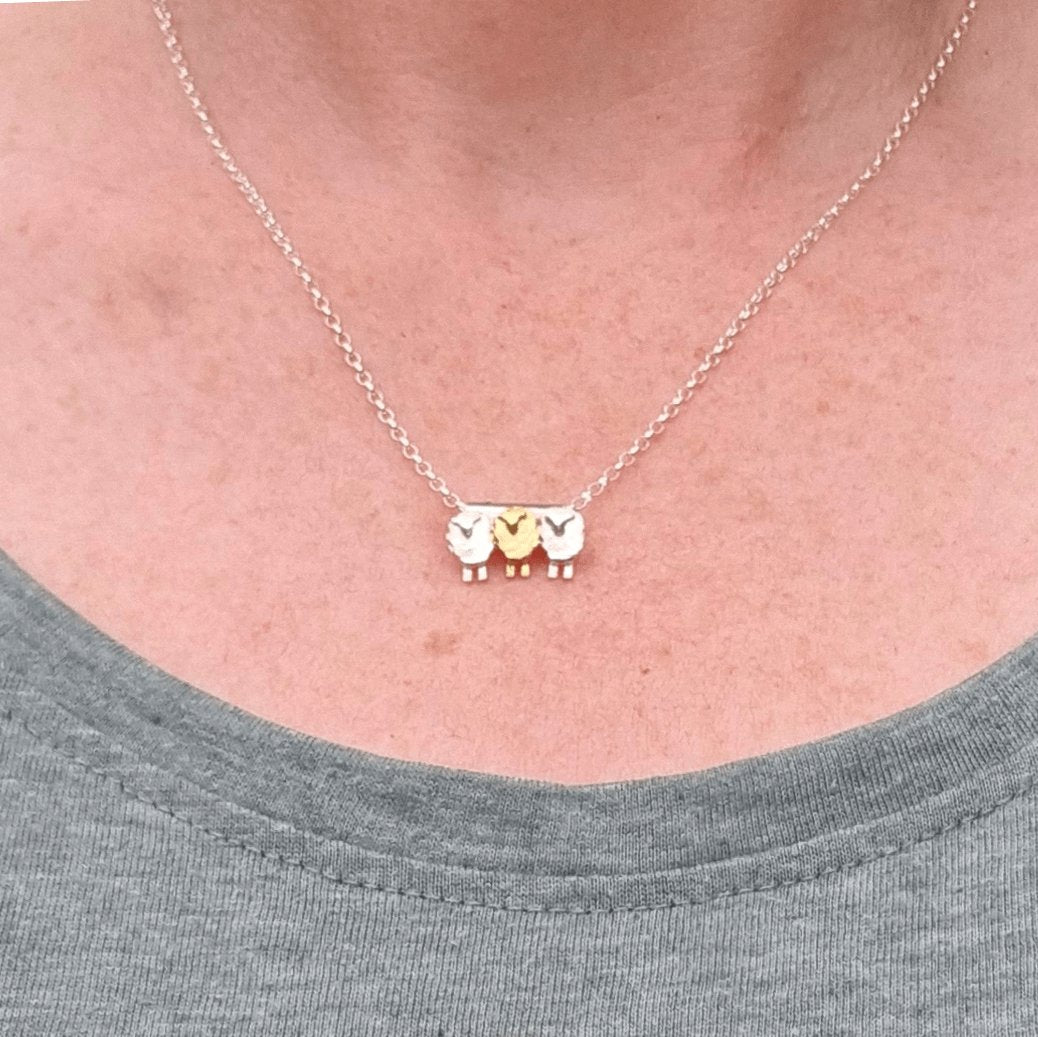 Stand Out From The Flock - 3 Sheep Silver Necklace - Empowering Gift for Her