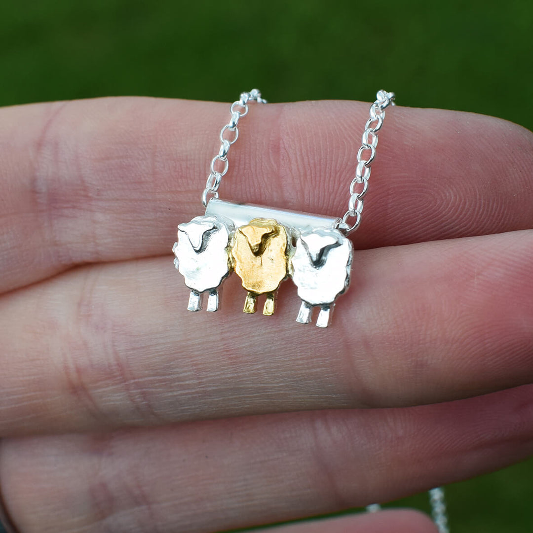 Stand Out From The Flock - 3 Sheep Silver Necklace - Empowering Gift for Her