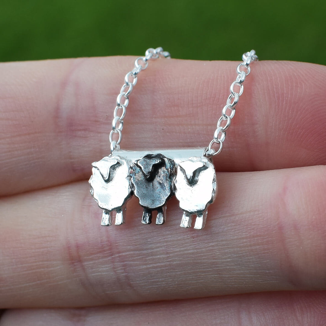 Stand Out From The Flock - 3 Sheep Silver Necklace - Empowering Gift for Her