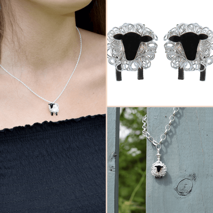 suffolk sheep gift set, sheep themed christmas present for woman, suffolk sheep jewellery