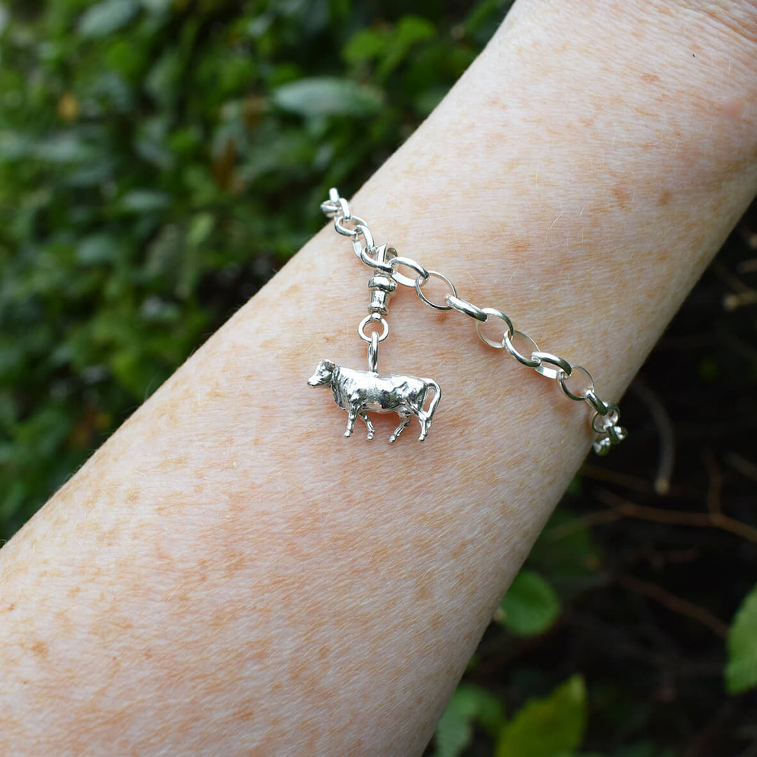 Sterling Silver Cow Bracelet