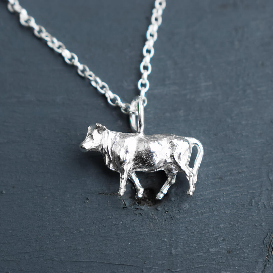 silver cow necklace, cow jewellery, gift for cattle farmer