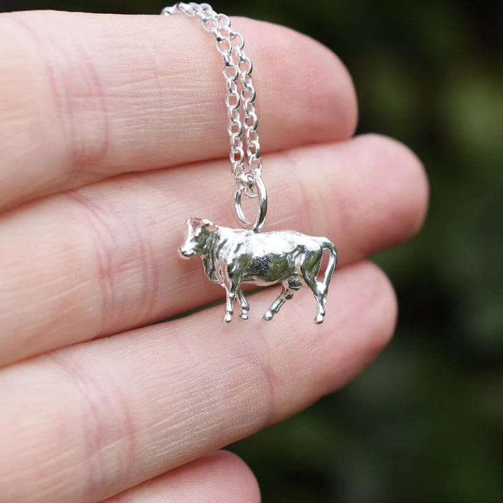 silver cow necklace, cow jewellery, gift for cattle farmer
