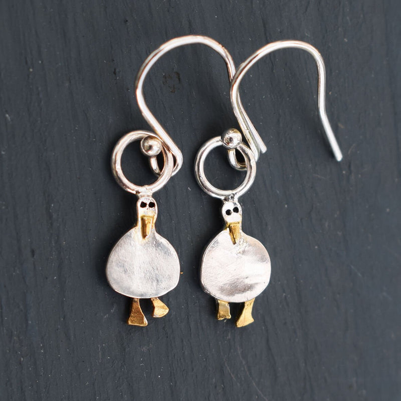 duck earrings, bird earrings, seagull earrings, wildfowl earrings, duck jewellery, bird jewellery, white duck gift for woman