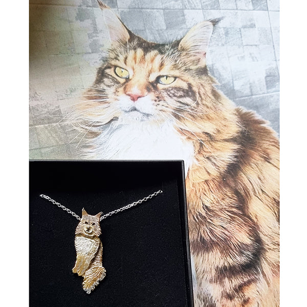 maine coon cat necklace, pet memorial jewellery, cat memorial necklace, cat loss gift