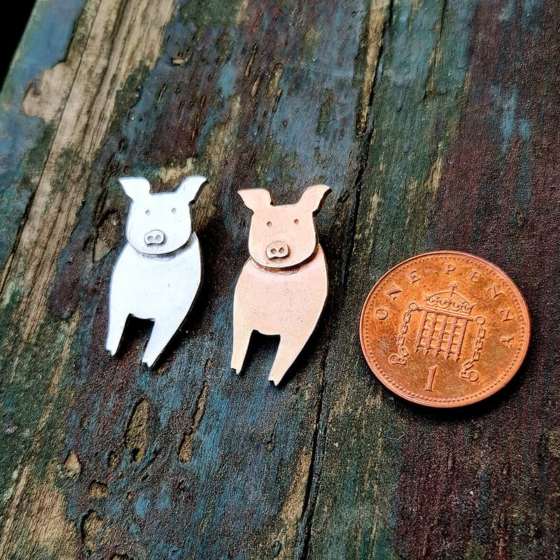 pig necklaces, farm animal jewellery, gold pig, silver pig