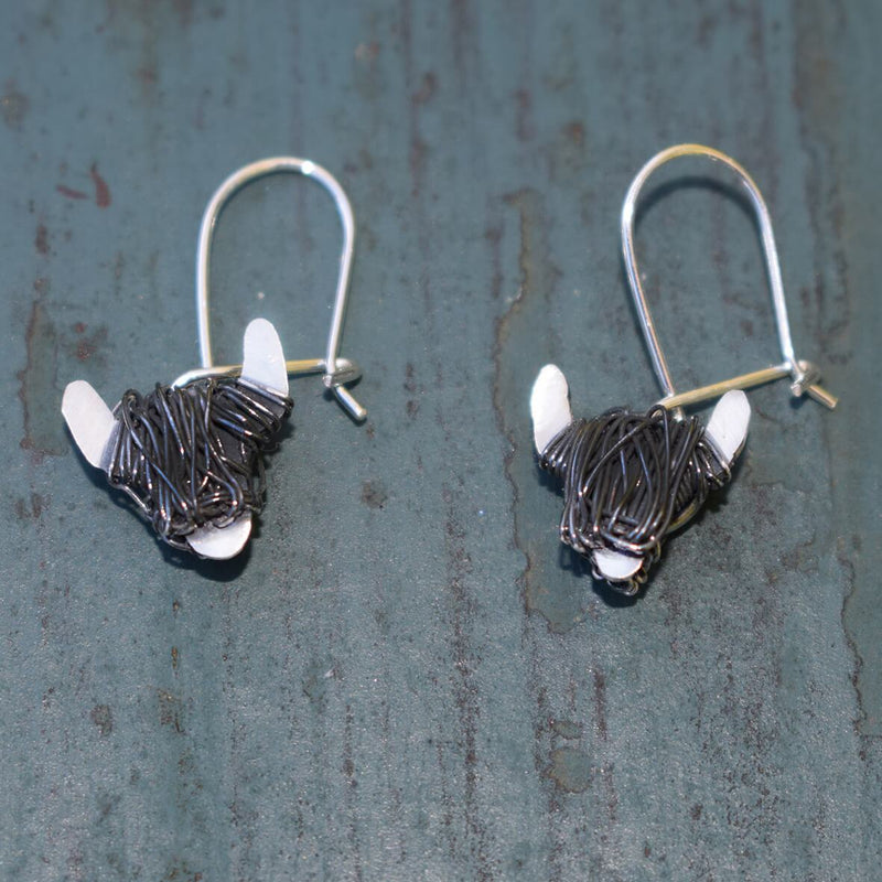 Black Highland cow earrings, Scottish cow gift, Cow earrings