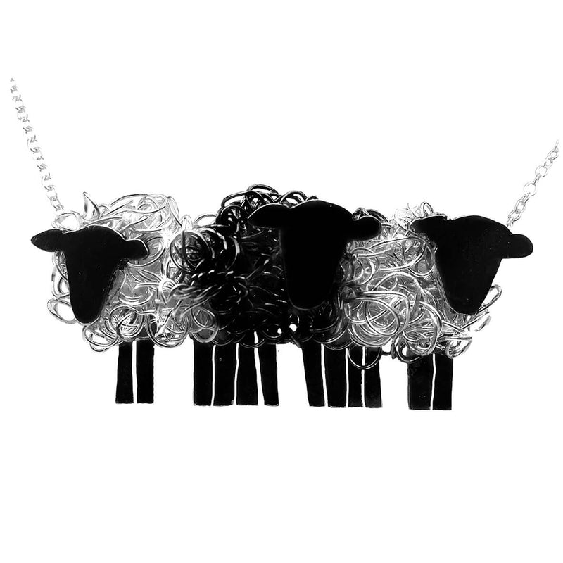 black sheep necklace, black sheep pendant, 3 sheep necklace, black sheep jewellery, black sheep jewelry, black sheep gift, black sheep present