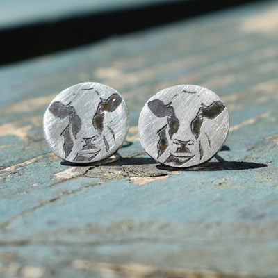 Silver cow earrings, Gift for vet, present for vet