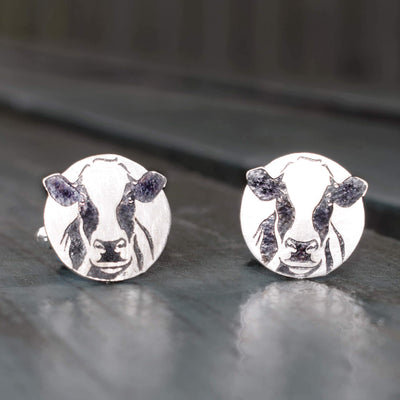 Dairy cow gift for him, Friesian cow cufflinks