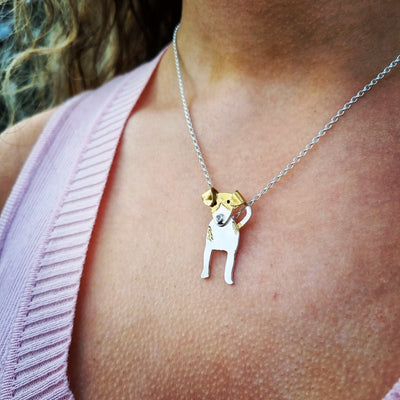 gold jack russell necklace, dog necklace, gold dog pendant, dog jewellery