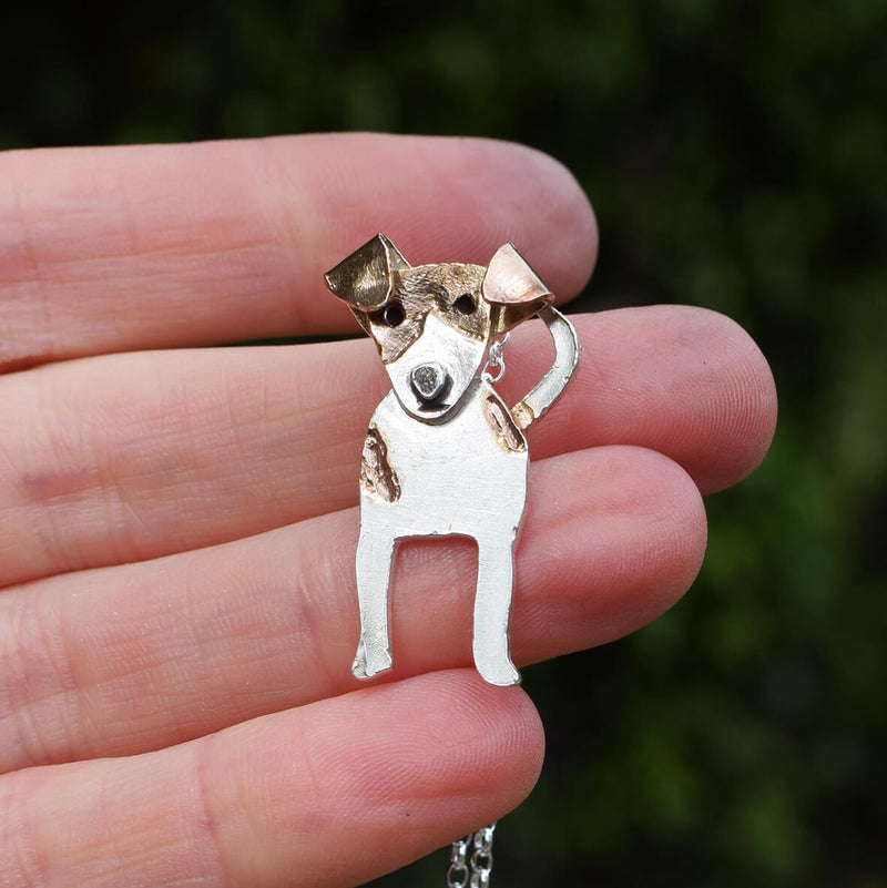 jack russell necklace, jack russell pendant, jack russell jewellery, dog jewellery, silver dog necklace, silver tarrier necklace