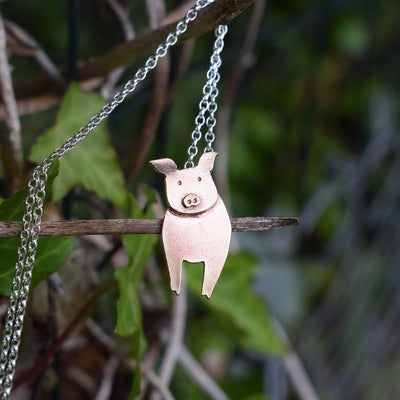 pig necklace, pig jewellery, pig present for wife, pig gift for her