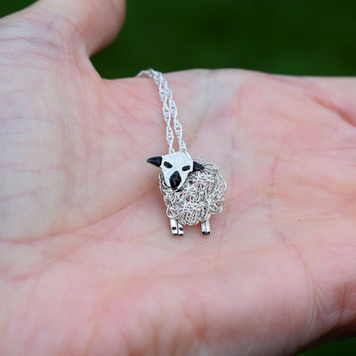 silver hampshire down sheep necklace, hampshire down sheep present, hampshire down jewellery