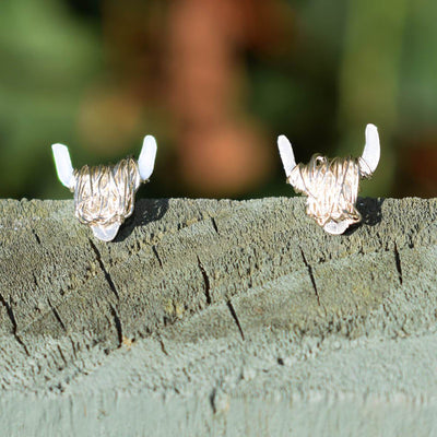 Silver Highland Cow earrings, Highland cow gift