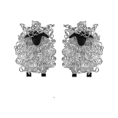 Silver Valais Blacknose sheep cufflinks - Fresh Fleeces, Valais blacknose gift for men, valais blacknose jewellery, valais blacknose jewelry, swiss sheep cufflinks, switzerland sheep cufflinks, silver valais blacknose sheep