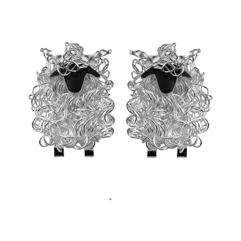 Silver Valais Blacknose sheep cufflinks - Fresh Fleeces, Valais blacknose gift for men, valais blacknose jewellery, valais blacknose jewelry, swiss sheep cufflinks, switzerland sheep cufflinks, silver valais blacknose sheep