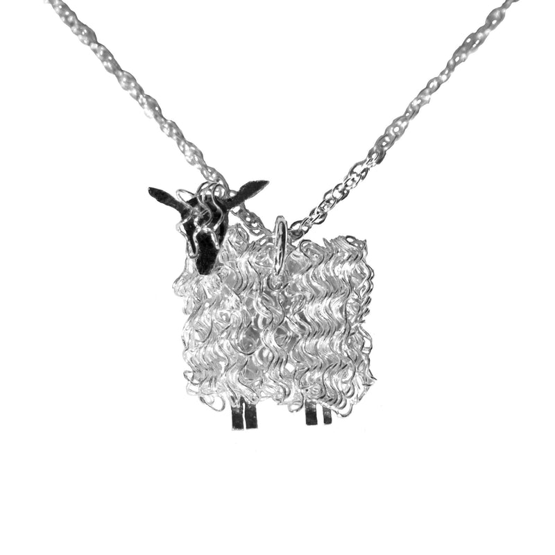 Silver Wensleydale sheep pendant necklace - Fresh Fleeces, sheep jewellery, sheep jewelry, wensleydale jewellery, wensleydale jewelry
