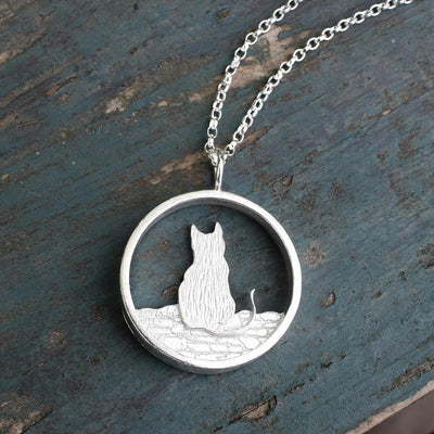 silver cat necklace, cat necklace, gift for cat vet, gift for cat nurse, present for cat breeder, present for cat sitter, silver cat gift, silver cat present, silver cat jewellery handmade