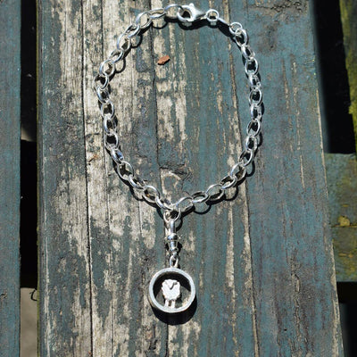 sheep bracelet, lamb bracelet, lamb charm, silver sheep jewellery, silver lamb jewellery, farm jewellery, animal charm, farm animal jewellery, sheep gift for daughter, quality sheep present for woman