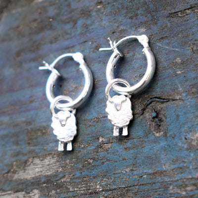 silver sheep earrings, sheep jewellery, animal hoop earrings, farm jewellery, farm animal earrings, gift for farmer, farmers wife present, young farmer gift, sheep jewelry, gift for shepherdess