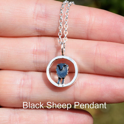 black sheep necklace, sheep jewellery, black lamb necklace, black sheep pendant, black sheep jewellery, sheep gift ideas, quality sheep gift