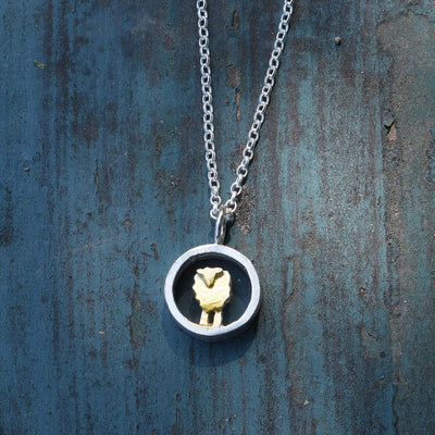 gold sheep necklace, gold sheep pendant, silver and gold sheep necklace, gold lamb necklace, gold sheep jewellery, gold lamb jewellery, farm jewellery, rural jewellery, gold sheep gift, gold sheep present, gift for sheep vet, present for sheep breeder, quality sheep gift for woman