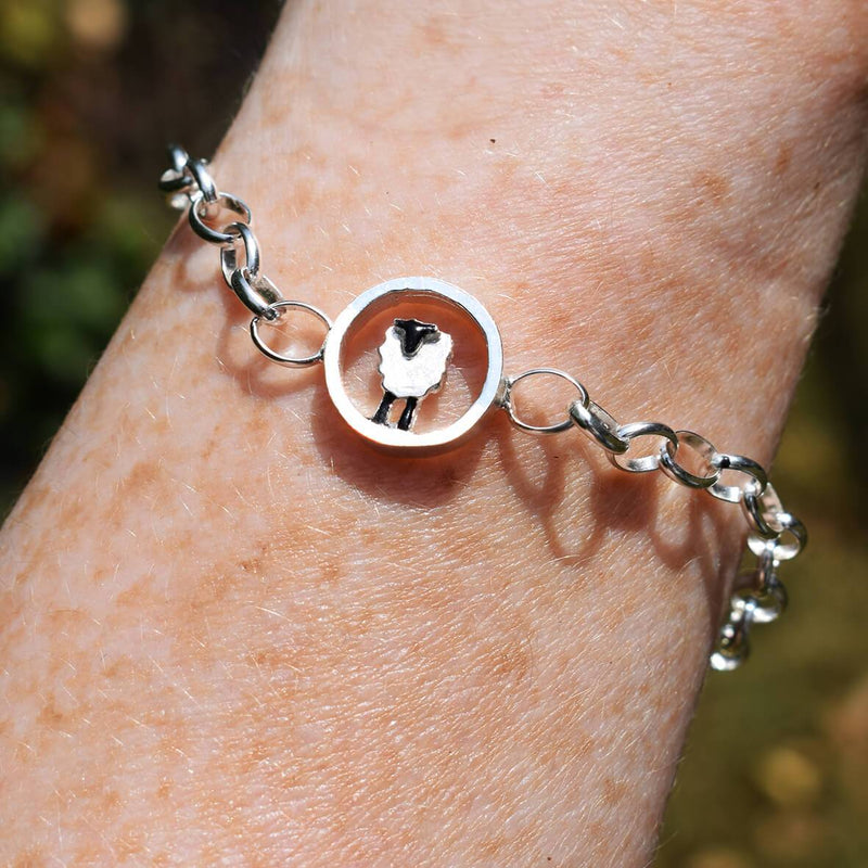 sheep breed bracelet, sheep breed gift, suffolk sheep jewellery, suffolk sheep bracelet, silver sheep jewellery, silver sheep bracelet, sheep charm, handmade sheep gift, present for sheep breeder, present for sheep vet