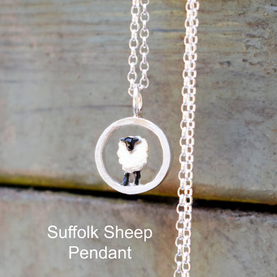 suffolk sheep necklace, gift for sheep farmer, young farmer gift, female farmer gift, silver sheep, suffolk sheep gifts