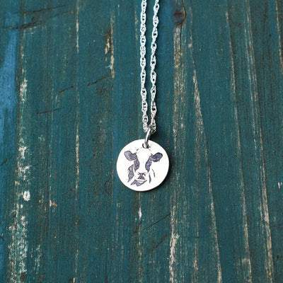 dairy cow pendant, dairy cow gift, jewellery for farmer, black and white cow necklace
