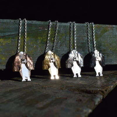 Basset Hound necklaces, Basset Hound pendants, Basset Hound jewellery, Basset Hound gift for woman, silver Basset Hound, gold Basset Hound, gift for Basset Hound lover