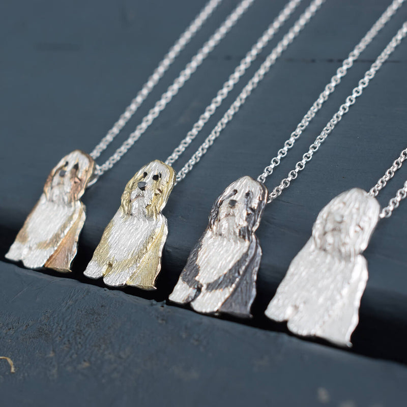 silver Bearded Collie necklace, gold Bearded Collie necklace, silver dog jewellery, Bearded Collie gift, Bearded Collie jewellery, Bearded Collie present, gift for Bearded Collie owner