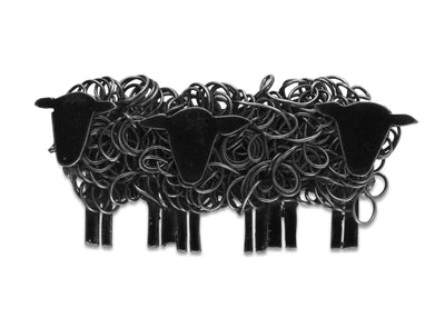 Black sheep flock silver brooch - FreshFleeces, sheep jewellery, sheep jewelry, black sheep jewellery, black sheep jewelry, black sheep brooch, black sheep pin