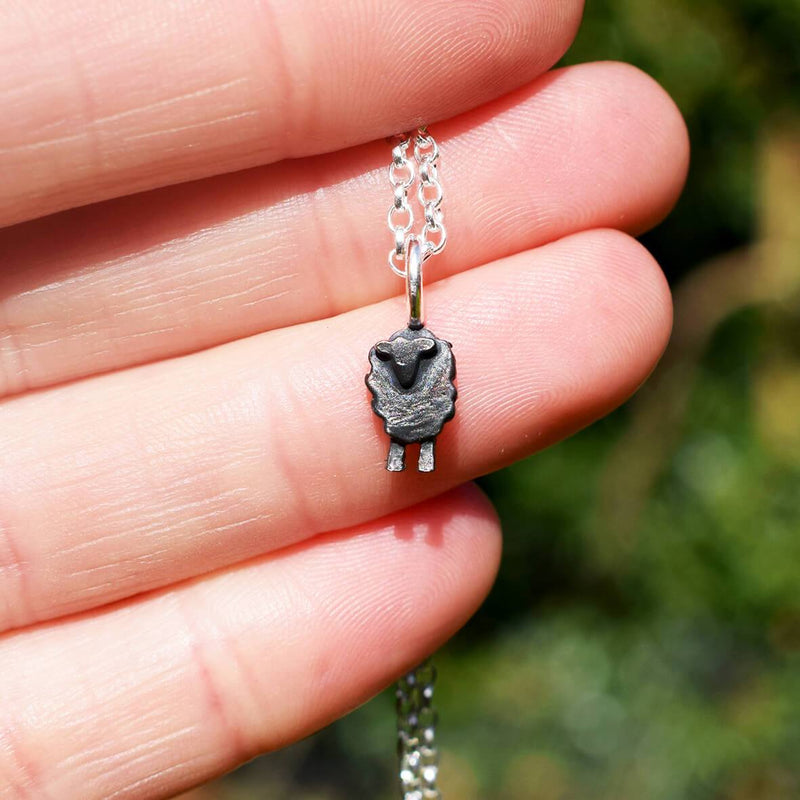 tiny sheep necklace, black sheep necklace, sheep necklace, black sheep jewellery, gift for black sheep of the family