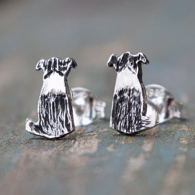 border collie earrings, dog stud earrings, sheepdog earrings, black and white dog earrings, dog jewellery, gift for dog lover