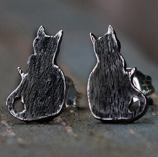 black cat earrings, black cat studs, black cat gift for woman, cat lover gift, cat lover jewellery