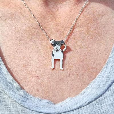 black and white dog necklace, jack russell necklace, necklace for dog lover, animal necklace, jack russell gift for woman