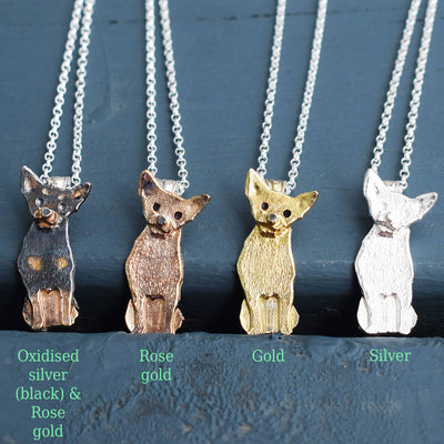 Chihuahua necklace, Chihuahua jewellery, Chihuahua pendants, silver Chihuahua, gold Chihuahua, silver Chihuahua jewellery